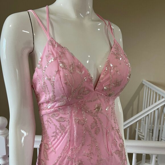 Lace Up Backless Sequin Mermaid Hem Cami Party Dresses Women’s Size M - Picture 5 of 17